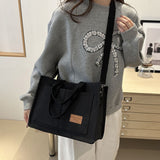 Large Canvas Tote Bag for Women Multi-Pocket Crossbody Bag Work Bible Messenger Purse Black