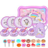 Kids Pretend Tea Party Set with Dessert & Carrying Case Style 3