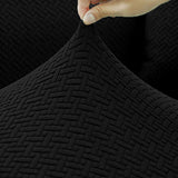 Elastic T-Shaped Jacquard Sofa Slipcover Full Cover for 1-4 Seater Black