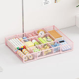 Adjustable Desktop Drawer Organizer Expandable Basket with Dividers for Home Pink
