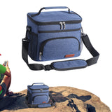 Insulated Lunch Box Leak-Proof Cooler Bag with 4 Pockets Navy Blue
