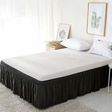 Pompom Fringe Bed Skirt Ruffle Valance Bed Wrap Valance Black