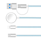 3 in 2 USB C Cable for Apple Watch Multiple Devices Charger iPhone Charger Light Blue