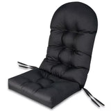 Patio Adirondack Chair Cushion High Back Rocking Chair Seat Pad with Ties Black