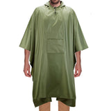3-in-1 Hooded Rain Poncho for Adult with Pocket, Waterproof Lightweight Army Green
