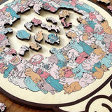 135-Piece Colored Cat-Shaped Wooden Jigsaw Puzzle with Stand for Cat Lovers Style 2