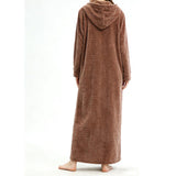 Unisex Bathrobe for Womens Flannel Fleece Robes Winter Warm Housecoat Nightgown Sleepwear Coffee