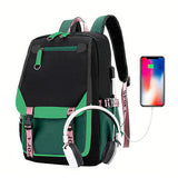 Girls Backpack for Middle School Students with USB Charging Port Green