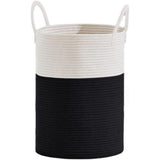 Large Woven Laundry Basket Hamper Rope Storage Bin for Blankets Toys and Clothes Black & White