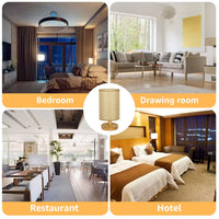 USB Powered Small Bedside Night Light Minimalist Table Lamp with Round Fabric Shade for Bedroom College Dorm Yellow