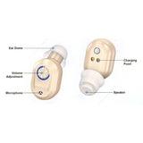 Pair of Invisible Digital Hearing Aids Rechargeable Mini Sound Enhancer Amplifier with Charging Case Style 2
