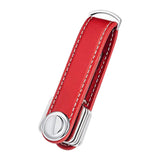 Leather Smart Key Holder Folding Key Organizer Clip Keychain Red