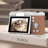 4K Vlogging Camera 64MP Digital Camera with Flip Screen Auto Focus Camera for Selfies Travel Brown