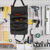 Roll Up Tool Bag  Water Resistant Tool Organizer Zipper Pouch for Electricians Repairman Black
