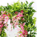 4PCS Artificial Silk Wisteria Vine Hanging Garlands 1.8m for Home & Garden Decoration Pink