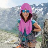 Cooling Hoodie Towel Neck Wrag Sport Cooling Towel for  Workout Camping Cycling Rose Red