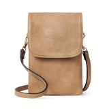 PU Leather Women’s Crossbody Bag with Adjustable Strap Small Cell Phone Purse Khaki