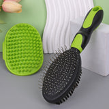 2PCS Pet Grooming Tools Double-Sided Brush for Shedding and Bathing for Short/Long Haired Dogs Cats Green