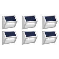 6Pcs Solar Wall Light Water Reistant Outside Lights for Garden Backyard Patio Step White Light