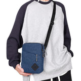 Men's Oxford Crossbody Shoulder Bag – Adjustable Strap Multi-Pocket Messenger Bag Blue