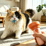 Retractable Cat Teaser Launcher Automatic with 2 Plush Balls for Cats Dogs Pink