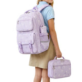 3 PCS Girls School Backpack Set with Lunch Bag Pencil Case Purple