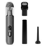 2-Mode Adjustable Cordless Handhtaeld Vacuum Cleaner Set Portable Digital Display Dust Cleaner for Car Home Grey