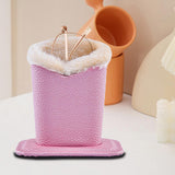 Soft Plush Lined PU Leather Eyeglasses Desk Holder Stand with Base Pink
