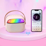 Mini Karaoke Machine with 2 Wireless Microphones Portable Bluetooth Speaker Singing Machine Pink