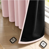 2PCS Blackout Curtains with Black Liner for Bedroom Living Room Pink