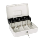Locking Cash Box with Lock Money Box with Cash Tray Secure Box White