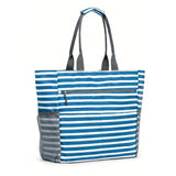 Large Foldable Sandproof Beach Tote Bag with Zipper Shoulder Bag Blue