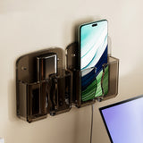 2 PCS No Drill Wall Phone Holder Clear Phone Stand for Home Black