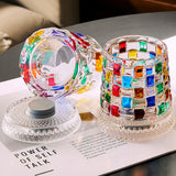270ml Spinning Whiskey Tumbler Hand Painted Glass for Home Bar Style 2