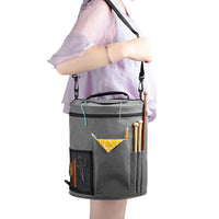 Large Capacity Knitting Tote Storage Bag Portable Yarn Organizer with Shoulder Strap Yarn Bags Grey