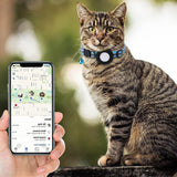Reflective Cat Collar with AirTag Holder Adjustable Breakaway Pet Collar with Bell for Cats and Small Pets Blue