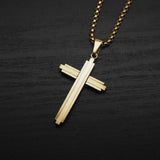 Crucifix Pendant Necklace Titanium Steel Unisex Chain - Gold