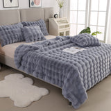 Soft Faux Fur Throw Blanket Decorative Cozy Blanket Reversible Puffy Winter Warm Blanket Light Gray