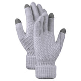Pair of Winter Thermal Warm Gloves Touchscreen Sports Knit Gloves Grey