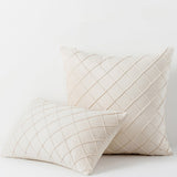 Velvet Cushion Cover Rhombus Pleated for Bedroom Sofa Window Seat Beige