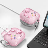 Case Cover for AirPods 4 Case Cover with Pressable Button Safety Lock & Phone Stand Clear Pink