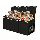 Foldable Toy Storage Organizer Box with Lid & Dividers Black Large