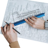 Architectural Scale Ruler Aluminum Triangular Ruler for Blueprint Triangle Drafting Architecture Blue
