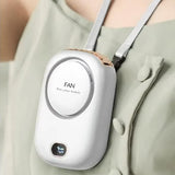 Portable Summer Cooling Fan with Lanyard USB Rechargeable Desk Fan Mini Cooling Travel Hanging Fan White