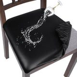 4Pcs Chair Seat Cushion Covers Water Resistant PU Leather Chair Pad Slipcover for Kitchen Dining Chair Black