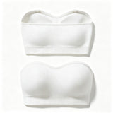 Bras for Women Non-Slip Seamless Padded with Removable Shoulder Straps White