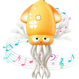 Dancing Electric Octopus Toy – Crawling Musical Squid for Tummy Time Yellow
