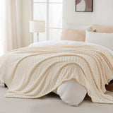 Soft & Fluffy Fleece Throw Blanket Perfect for Sofa Couch Chair Bed Living Room & Bedroom Beige
