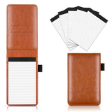 A7 Pocket Notebook PU Leather Notepad with Card Slot Brown