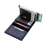 RFID Blocking Wallet PU Leather Credit Card Holder for Men Blue